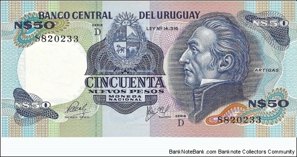 URUGUAY 50 New Pesos Banknote