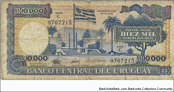 URUGUAY 10,000 New Pesos Banknote