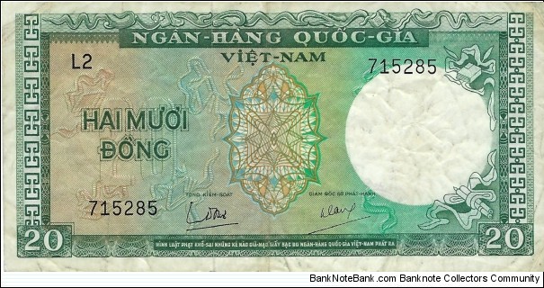 SOUTH VIETNAM 20 Dong Banknote