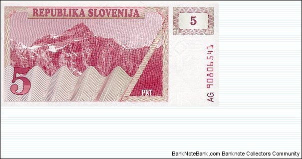 5 - Slovenian tolar Banknote