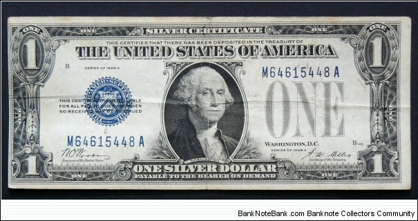 1 Dollar USA Silver Certificate 1928 A series Banknote