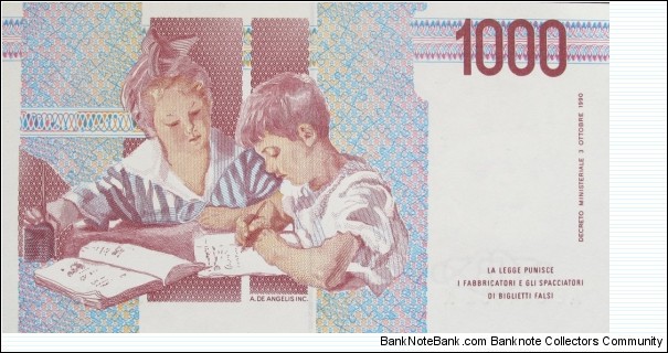 Banknote from Italy year 1991