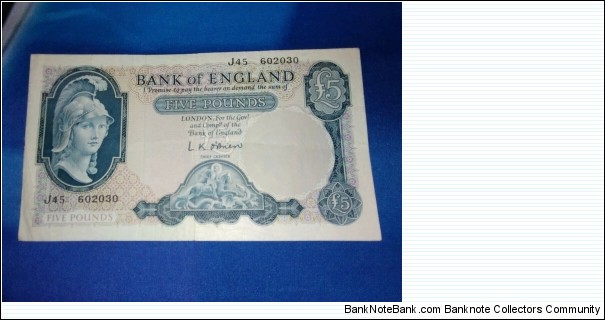 Bank of England £5 1957-63 P371 VF Banknote