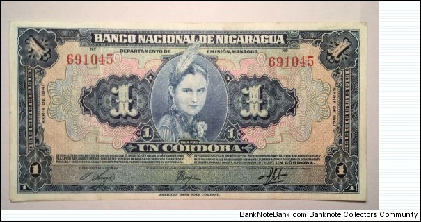 1 Cordoba Nicaragua Banknote