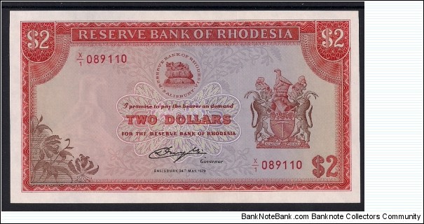 Rhodesia $2 1979 Banknote