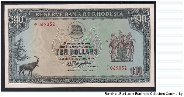 Rhodesia $10 1979 Banknote