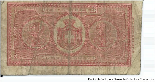 Banknote from Italy year 1914