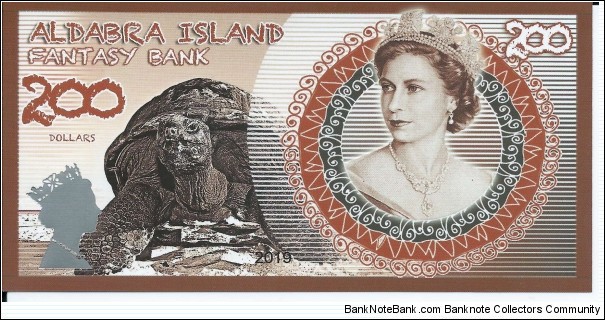 ALDABRA ISLAND - 200 Dollars - pk NL - Pivate Issue - Polymer - Fantasy Bank - Not Legal Tender  Banknote