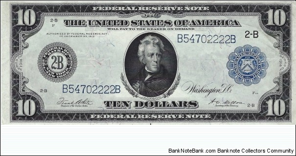 USA 10 Dollars
(Federal Reserve Note) Banknote
