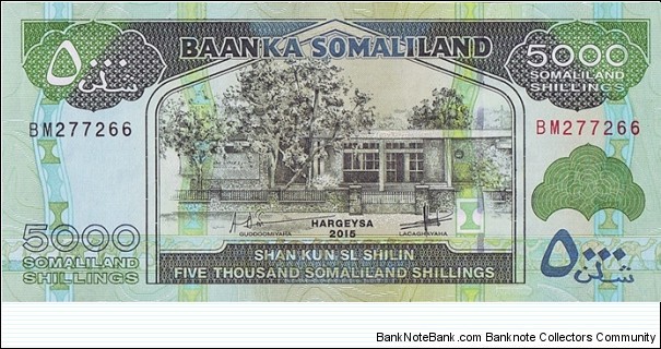 Somaliland 2015 5,000 Shillings. Banknote