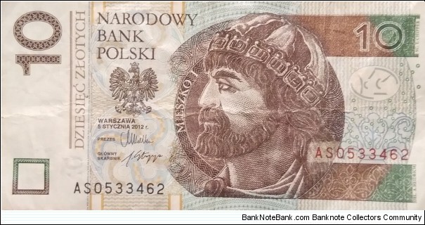 10 Złotych 2012 Banknote