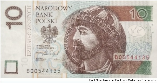 10 Złotych 2016 Banknote