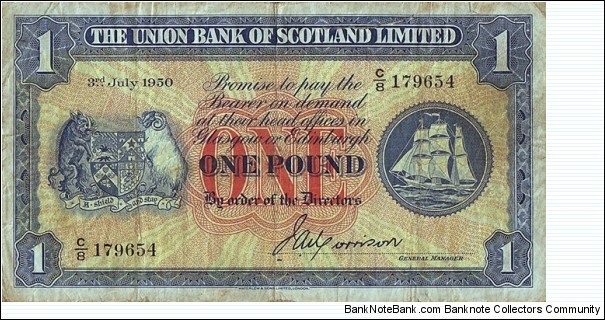 Scotland 1950 1 Pound. Banknote