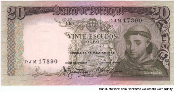 P-167b 20 Escudos Banknote