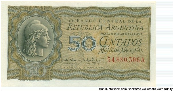 50 ¢ - Argentine centavo Banknote