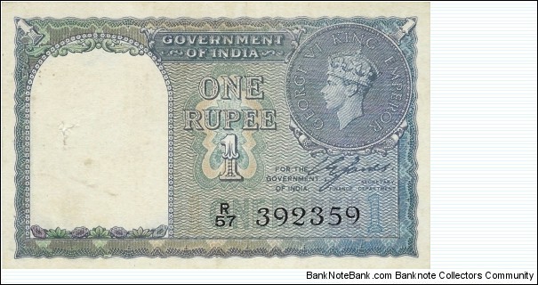 INDIA 1 Rupee 1940 Banknote