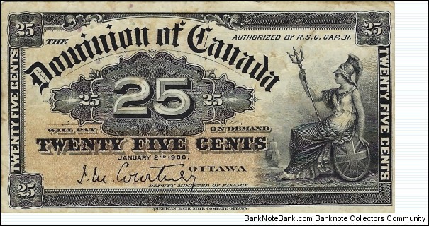 CANADA 25 Cents 1900 Banknote