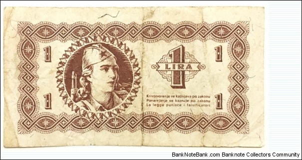 1 Lira(Istria, Fiume & Slovenian Coast 1945) Banknote