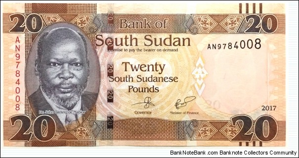 20 Pounds (South Sudan 2017) Banknote