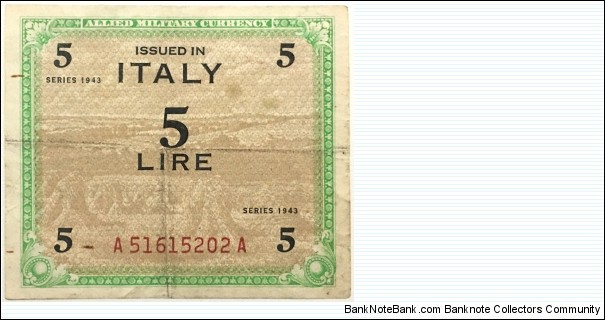 5 Lire 
(Allied Army 1943) Banknote