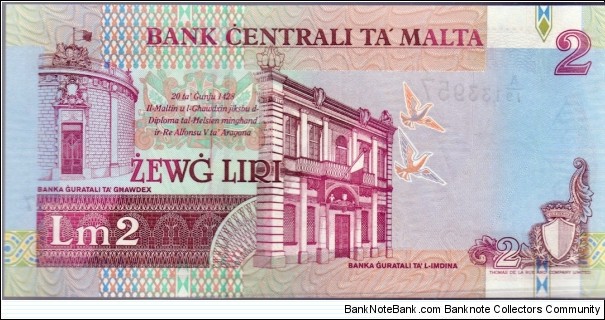 Banknote from Malta year 1997