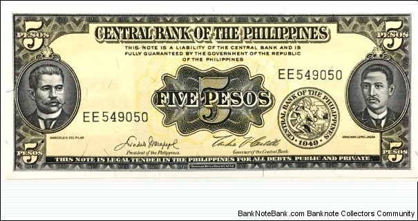 5 Pesos (Issued in 1961) Banknote