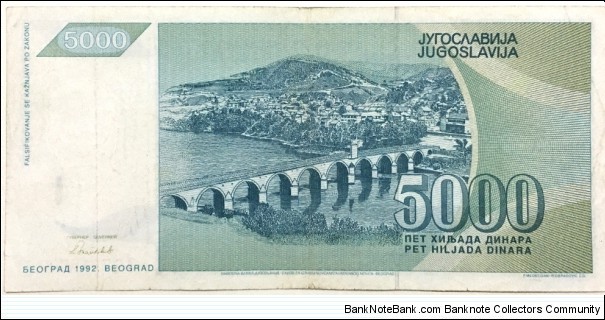 Banknote from Yugoslavia year 1992