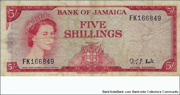 JAMAICA 5 Shillings  Banknote