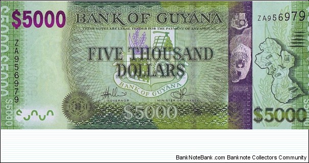 Guyana N.D. 5,000 Dollars.

Replacement note. Banknote