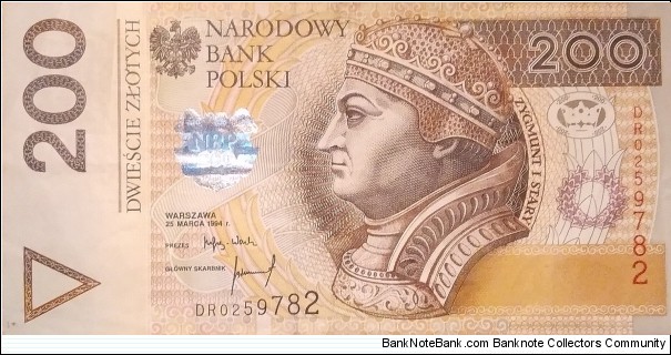 Poland 200 Złotych
DR 0259782 Banknote