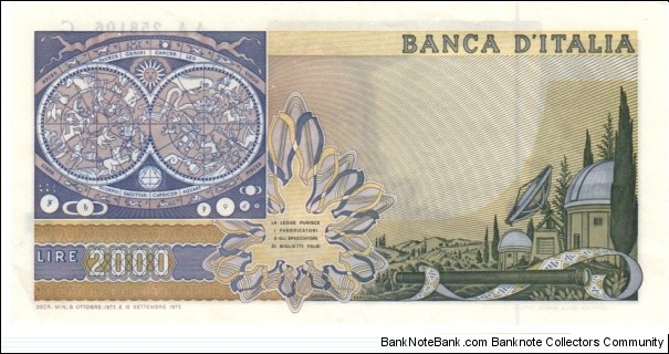 Banknote from Italy year 1973