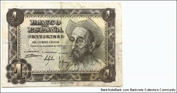 1 Peseta (Don Quijote de la Mancha Peseta issue) Banknote