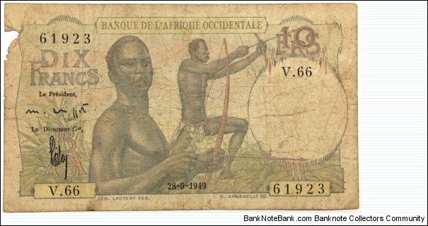 10 Francs (Occidental Africa 1949)  Banknote