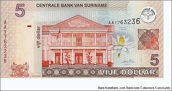 Suriname 5 Dollars Banknote