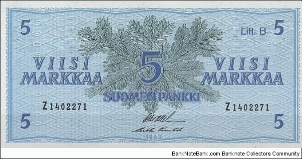 Finland 5 Markkaa Banknote