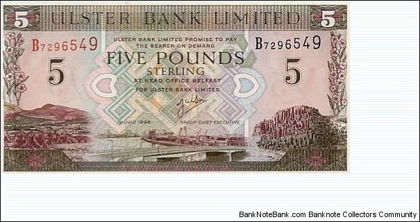 Ulster Bank Limited 5 Pounds (Northern Ireland) Banknote