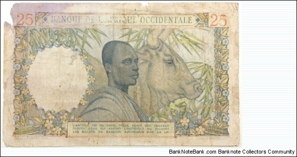 Banknote from West African States year 1943