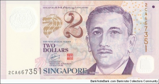 Singapore 2$ 2006-2019 Banknote