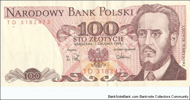 Poland 100 zlotych 1988
 Banknote