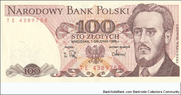 Poland 100 zlotych 1988 Banknote