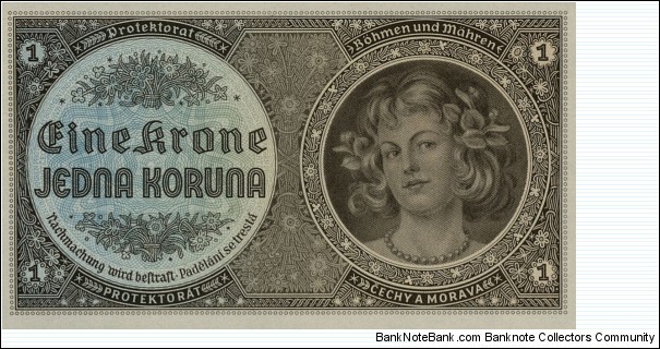 Protectorate of Czech and Moravia 1 Koruna Banknote