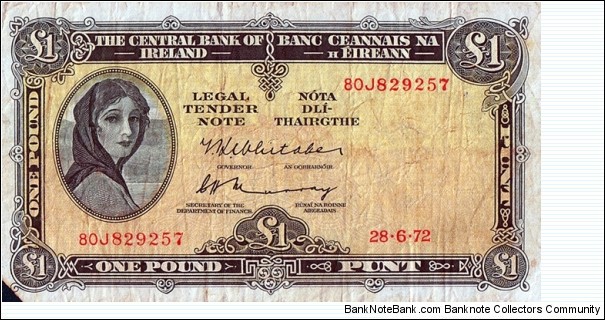 Ireland 1972 1 Pound. Banknote