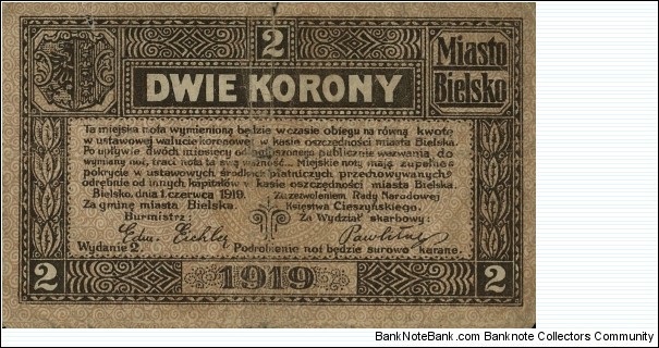 2 Korony - Bielsko/Bielitz Banknote