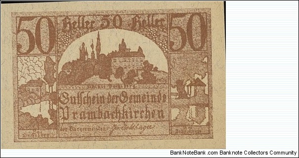 50 Heller - Prambachkirchen Banknote