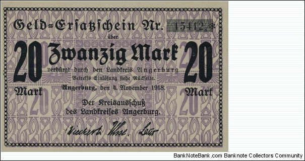 20 Mark - Angerburg/Węgorzewo Banknote