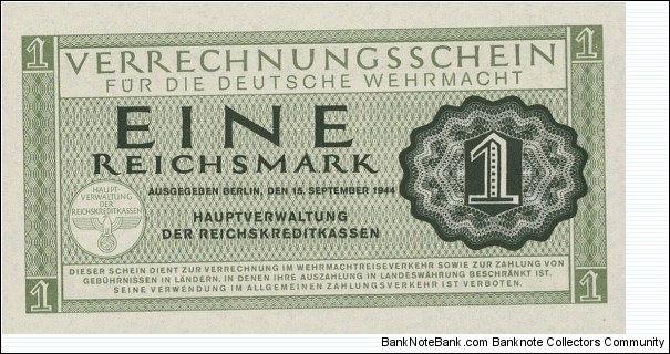 Germany - Third Reich. 1 Reichsmark for Wehrmacht. Banknote