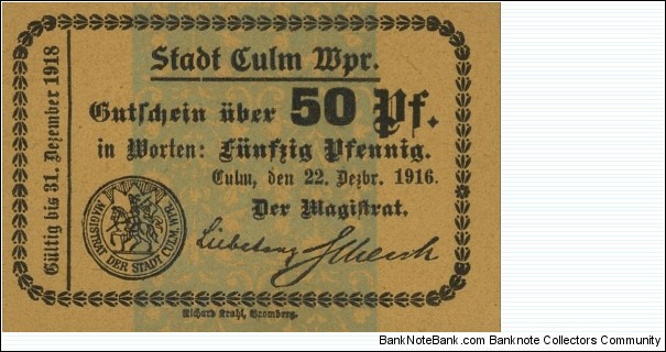 50 Pfennig - Culm Banknote