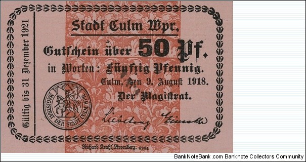 50 Pfennig - Culm Banknote