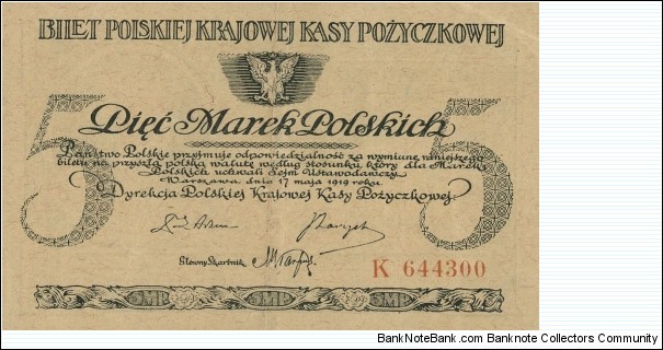 Banknote from Poland year 1919