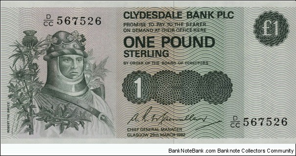 Clydesdale Bank Public Limited Company £1 Banknote